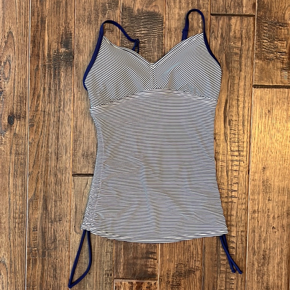 Striped Navy & White Women’s Tankini Swim Top